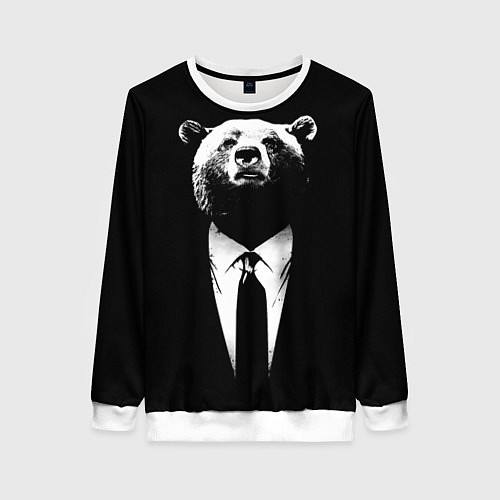 Женский свитшот Медведь бизнесмен / 3D-Белый – фото 1