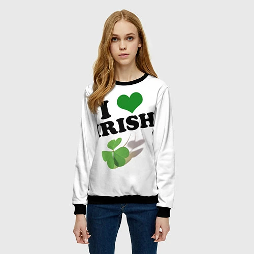 Женский свитшот Ireland, I love Irish / 3D-Черный – фото 3