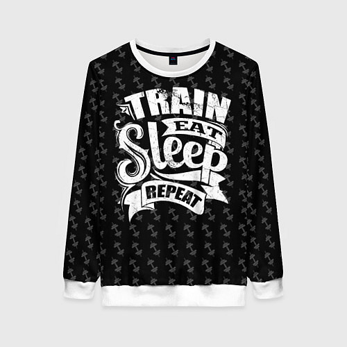 Женский свитшот Train Eat Sleep Repeat / 3D-Белый – фото 1