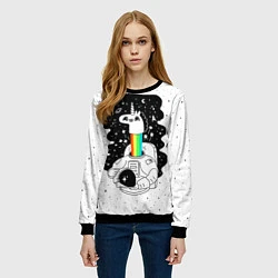 Свитшот женский Единорог астронавт, цвет: 3D-черный — фото 2