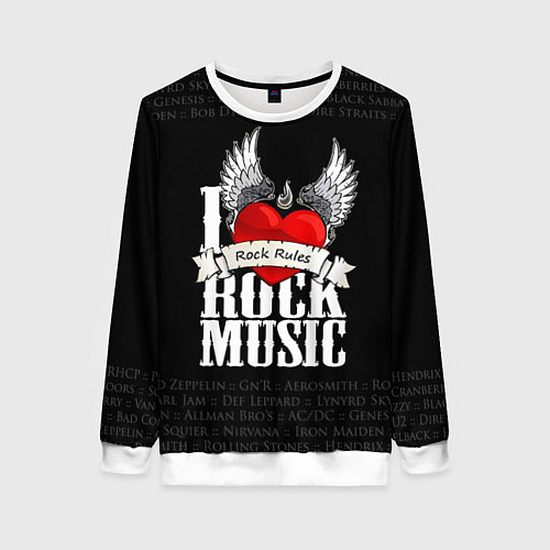 Женский свитшот I Love Rock Music / 3D-Белый – фото 1