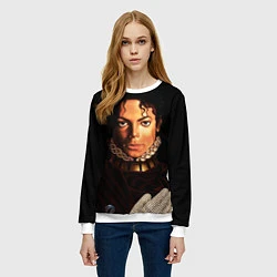 Свитшот женский Король Майкл Джексон, цвет: 3D-белый — фото 2