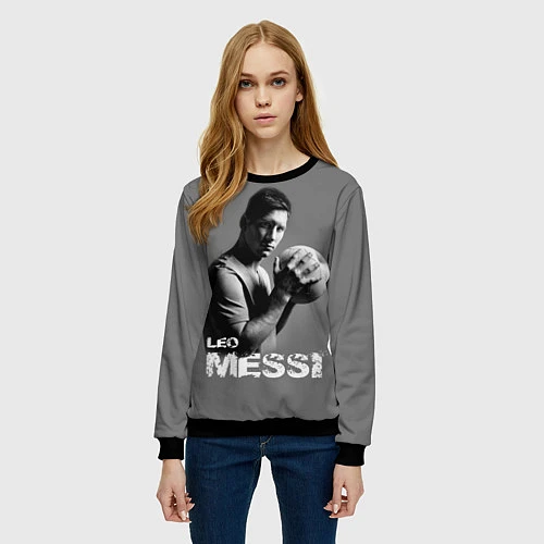 Женский свитшот Leo Messi / 3D-Черный – фото 3