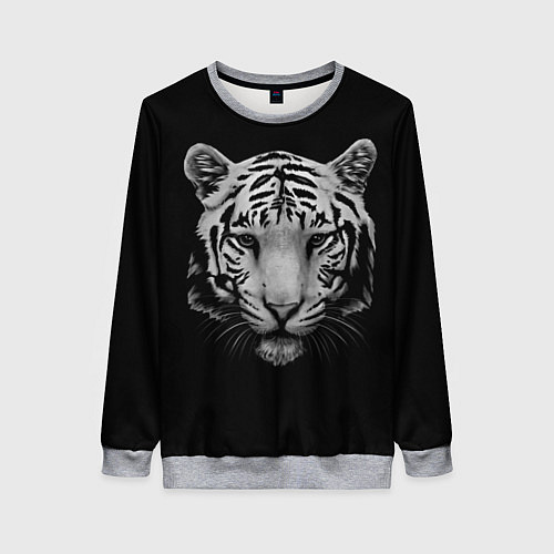 Женский свитшот Серый тигр / 3D-Меланж – фото 1