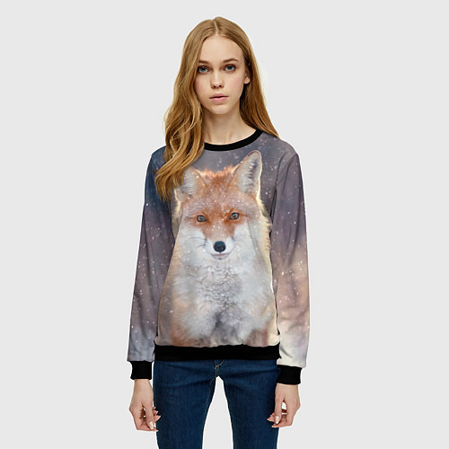 Женский свитшот Лисьи глазки / 3D-Черный – фото 3