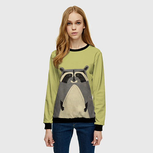 Женский свитшот Дедушка енот / 3D-Черный – фото 3