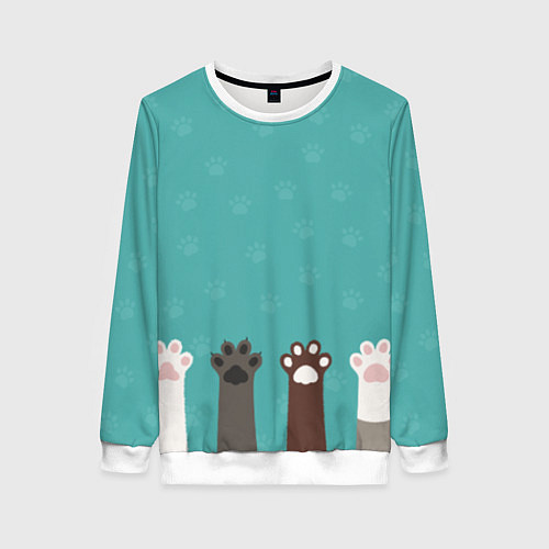Женский свитшот Лапки котеек / 3D-Белый – фото 1