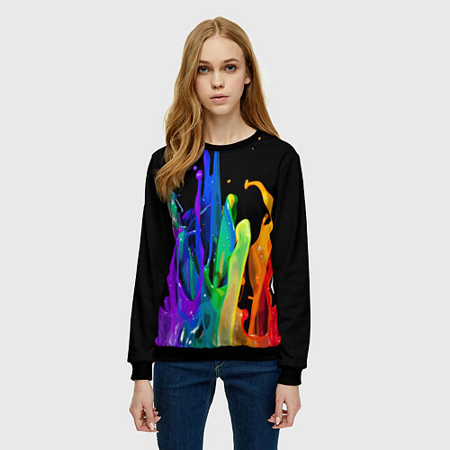 Женский свитшот Всплеск красок / 3D-Черный – фото 3