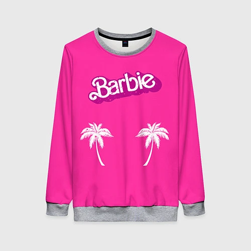 Женский свитшот Barbie пальмы / 3D-Меланж – фото 1