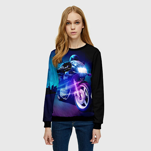 Женский свитшот Мотокросс ночной / 3D-Черный – фото 3