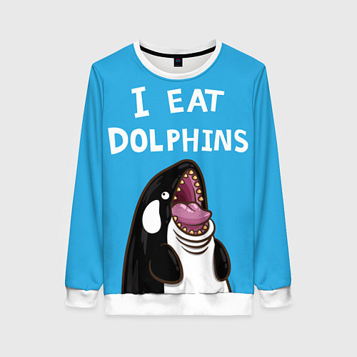 Женский свитшот I eat dolphins / 3D-Белый – фото 1