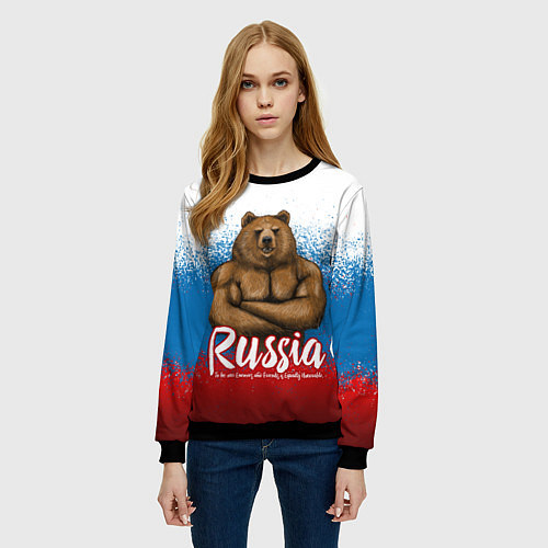 Женский свитшот Russian Bear / 3D-Черный – фото 3