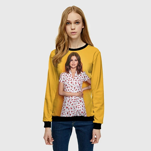 Женский свитшот Selena Gomez: Yellow Style / 3D-Черный – фото 3