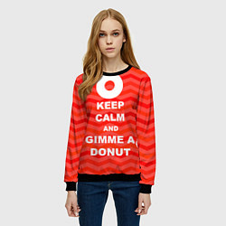 Свитшот женский Keep Calm & Gimme a donut, цвет: 3D-черный — фото 2