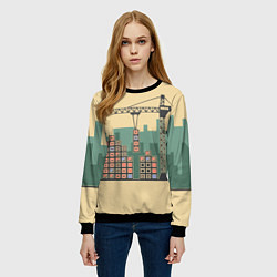 Свитшот женский Стройка, цвет: 3D-черный — фото 2