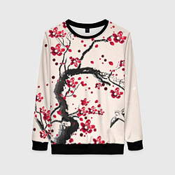 Свитшот женский Сакура, цвет: 3D-черный