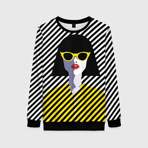 Женский свитшот Pop art girl / 3D-Черный – фото 1