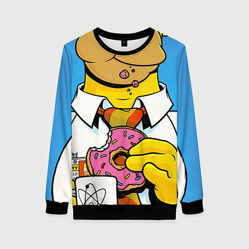 Женский свитшот Homer with donut / 3D-Черный – фото 1