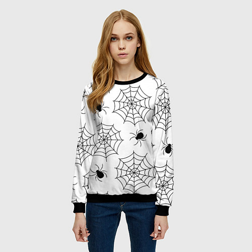 Женский свитшот Паутинка / 3D-Черный – фото 3