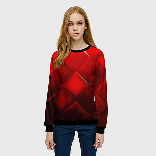 Женский свитшот Red squares / 3D-Черный – фото 3