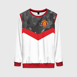 Свитшот женский Man United FC: Grey Polygons, цвет: 3D-красный