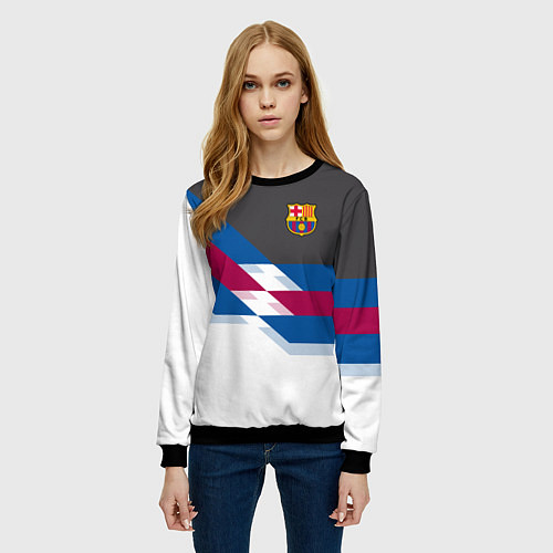 Женский свитшот Barcelona FC: White style / 3D-Черный – фото 3