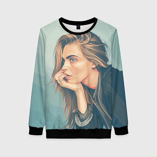 Женский свитшот Cara Delevingne 3 / 3D-Черный – фото 1
