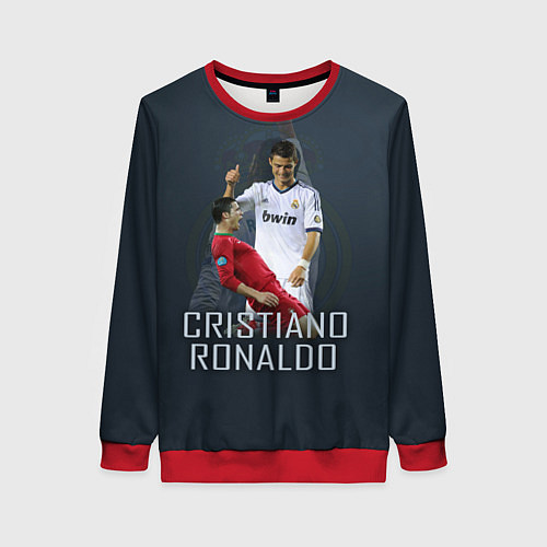 Женский свитшот Christiano Ronaldo / 3D-Красный – фото 1