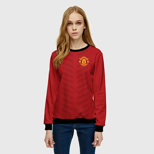 Женский свитшот Manchester United: Red Lines / 3D-Черный – фото 3
