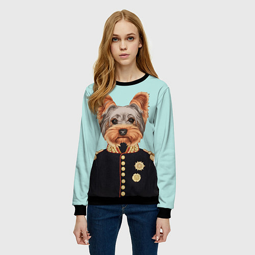 Женский свитшот Йоркширский терьер адмирал / 3D-Черный – фото 3