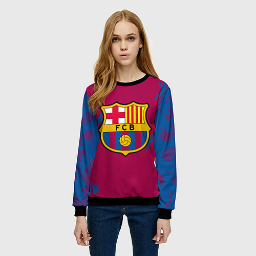 Женский свитшот FC Barcelona: Purple & Blue / 3D-Черный – фото 3
