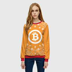Свитшот женский Bitcoin Mandala, цвет: 3D-красный — фото 2