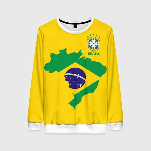 Женский свитшот Сборная Бразилии: желтая / 3D-Белый – фото 1