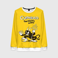 Свитшот женский Cuphead: Black Devil, цвет: 3D-белый