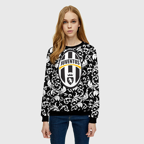 Женский свитшот FC Juventus: Floral Logo / 3D-Черный – фото 3