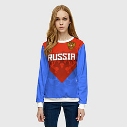 Свитшот женский Russia Red & Blue, цвет: 3D-белый — фото 2