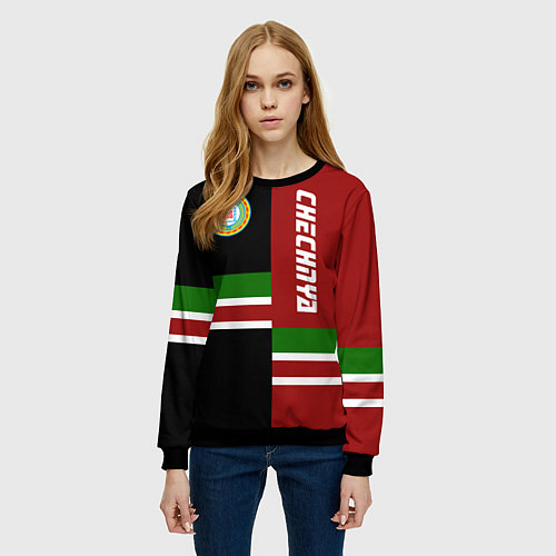 Женский свитшот Chechnya, Russia / 3D-Черный – фото 3