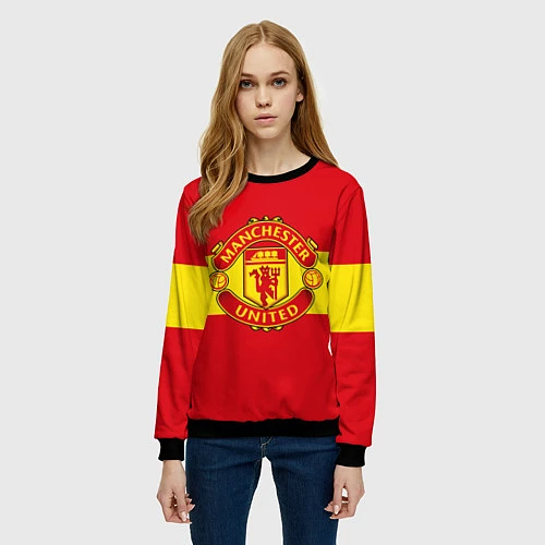 Женский свитшот FC Man United: Red Style / 3D-Черный – фото 3