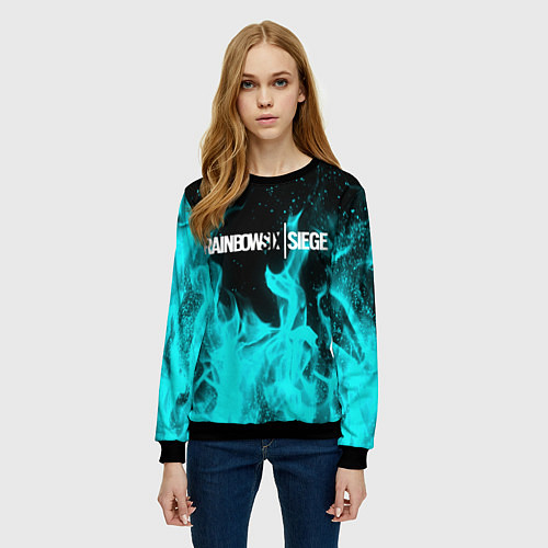 Женский свитшот R6S: Turquoise Flame / 3D-Черный – фото 3
