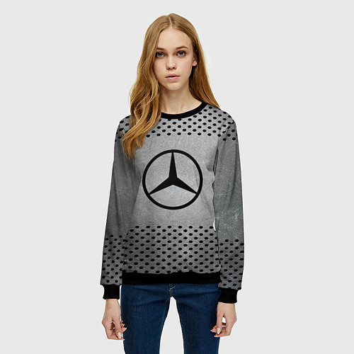 Женский свитшот Mercedes-Benz: Hardened Steel / 3D-Черный – фото 3