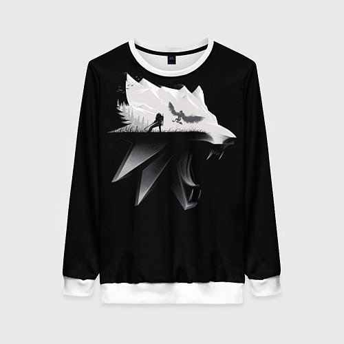 Женский свитшот Волк Ведьмака / 3D-Белый – фото 1
