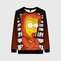 Свитшот женский Bart: Thug Life, цвет: 3D-черный