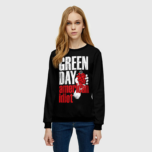 Женский свитшот Green Day: American Idiot / 3D-Черный – фото 3