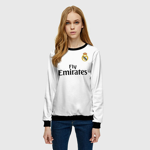 Женский свитшот FC Real Madrid: Ramos Home 18-19 / 3D-Черный – фото 3
