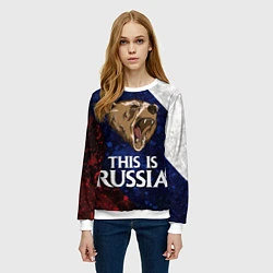Свитшот женский Russia: Roaring Bear, цвет: 3D-белый — фото 2