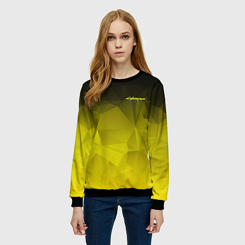 Женский свитшот Cyberpunk 2077: Yellow Poly / 3D-Черный – фото 3