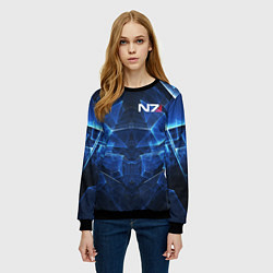 Свитшот женский Mass Effect: Blue Armor N7, цвет: 3D-черный — фото 2