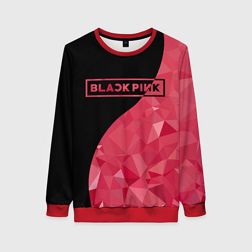 Женский свитшот Black Pink: Pink Polygons / 3D-Красный – фото 1