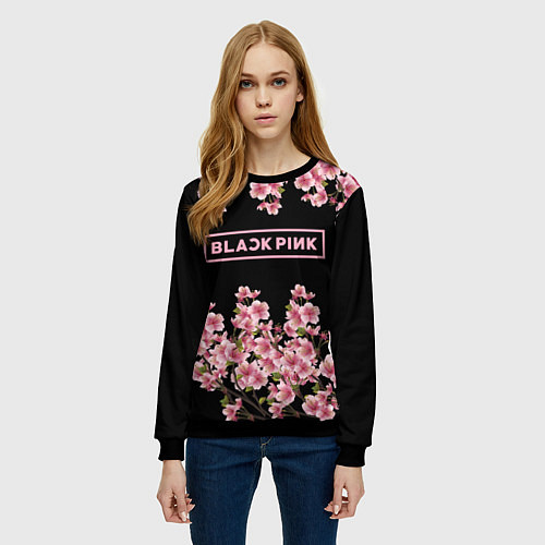 Женский свитшот Black Pink: Delicate Sakura / 3D-Черный – фото 3