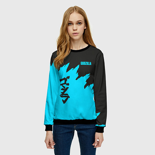 Женский свитшот GODZILLA / 3D-Черный – фото 3